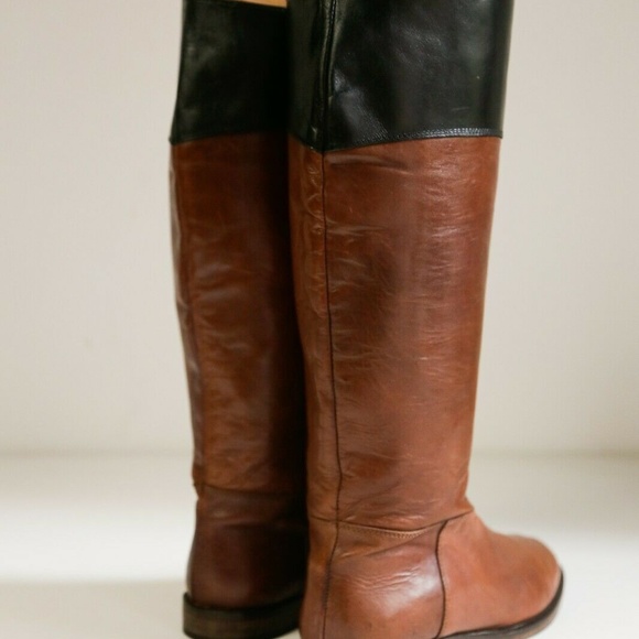 Vintage Leather Brown Black Riding Boots - Picture 3 of 8